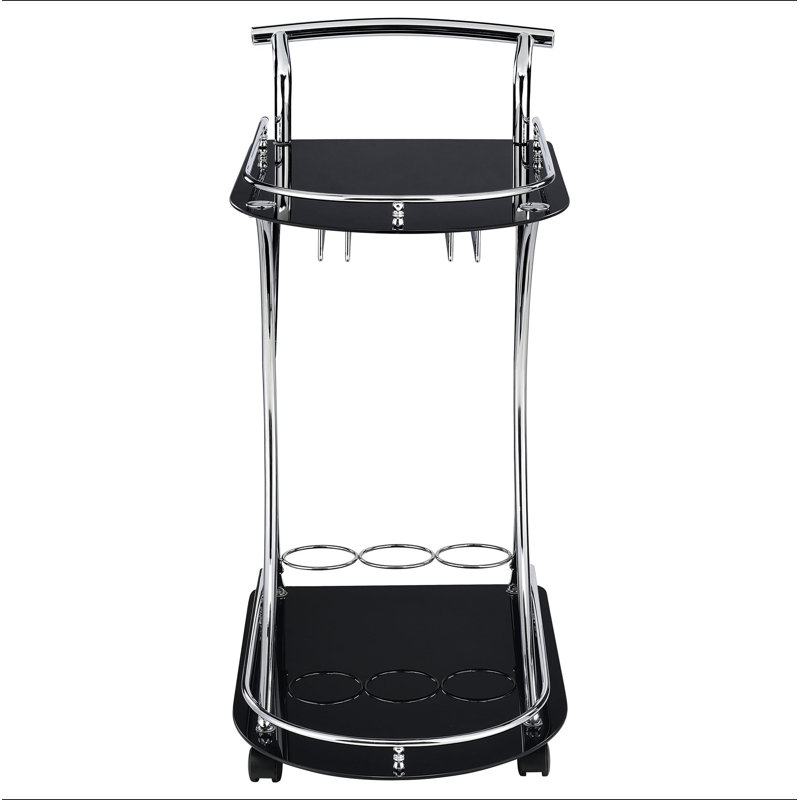 Chariot-bar chromé à 2 niveaux, Argent, Black