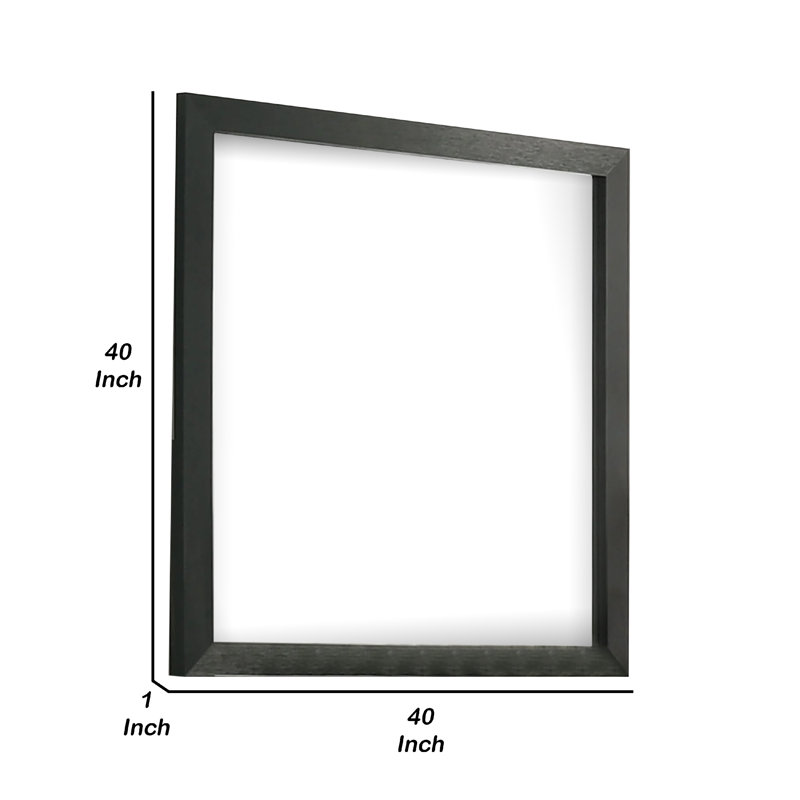 Miroir de commode Lati, verre biseauté, bois noir, carré de 40 pouces