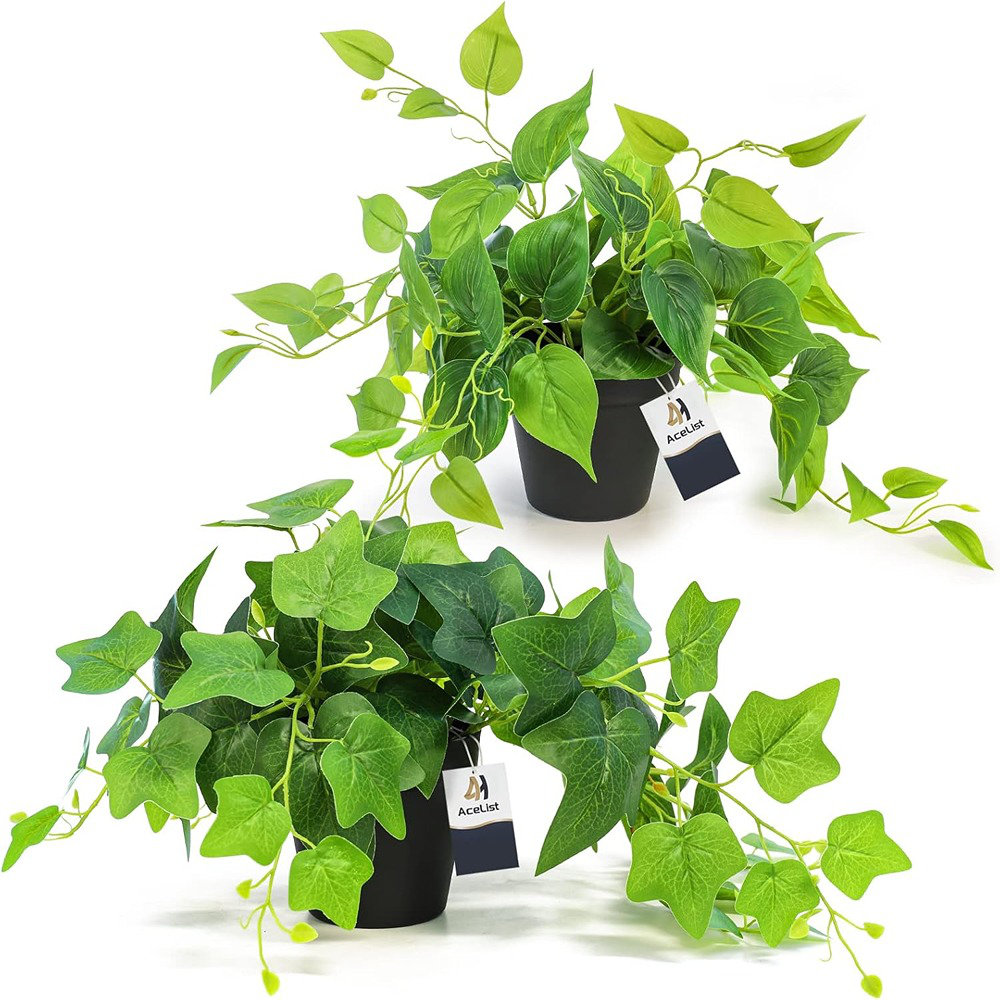 Primrue 2 Pack Faux Plants Indoor, Realistic Fake Ivy Fake Plants ...