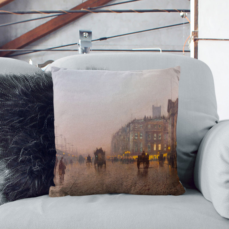 Street Scene Square Throw Cushion, Stone, 40cm H x 40cm W x 15cm D