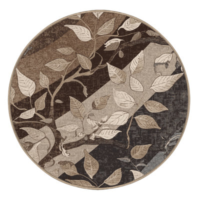 Soft Plush Calvin Laurel Classic Oriental Area Rug in Brown – Beige Binding