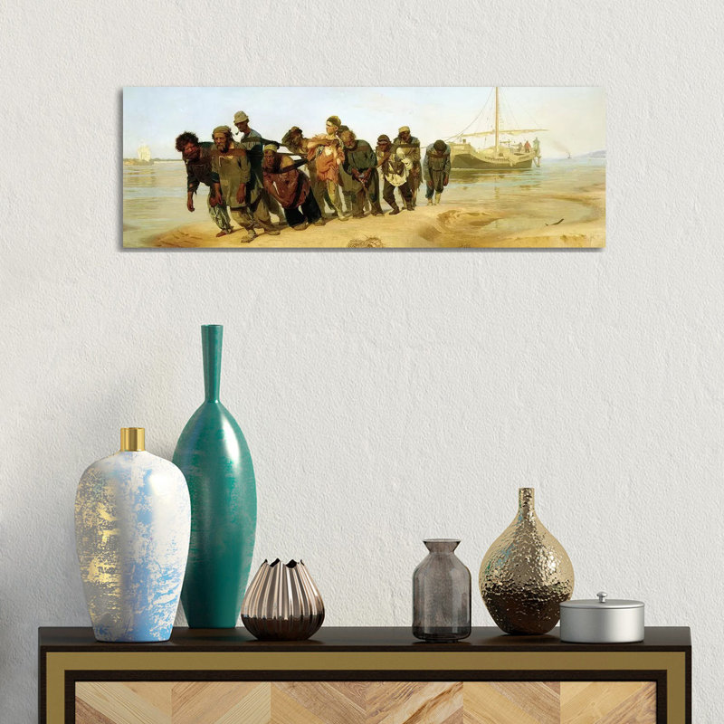 The Boatmen On The Volga, 1870-73 by Ilya Efimovich Repin - Panoramic Painting on Canvas, Wrapped Canvas