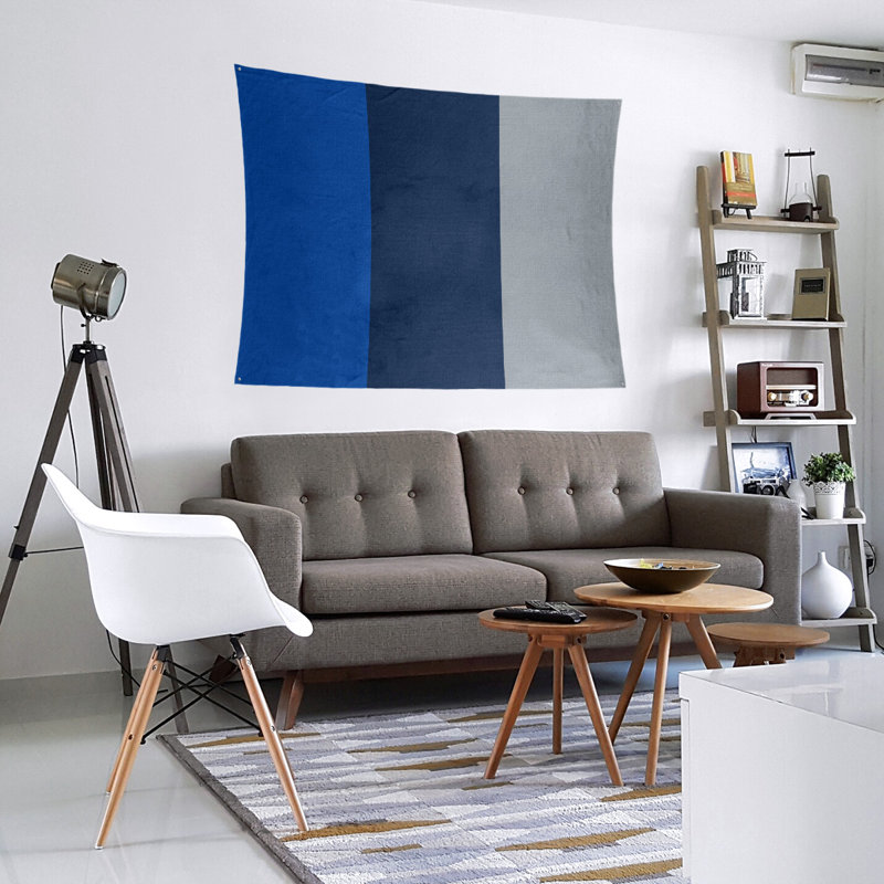 Tapisserie de polyester St. Louis, H 88 po x l 104 po x P 2 po, Bleu royal / bleu marine / gris