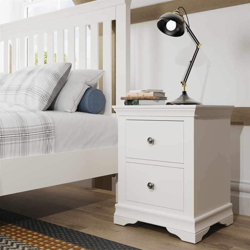 Swanley 48cm W Solid + Manufactured Wood Bedside Table, White
