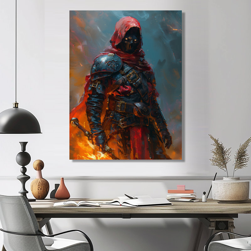 Art mural rouge et noir Warrior Hero II - Wizards, Toile tendue, H 32 po x l 24 po x P 1 po
