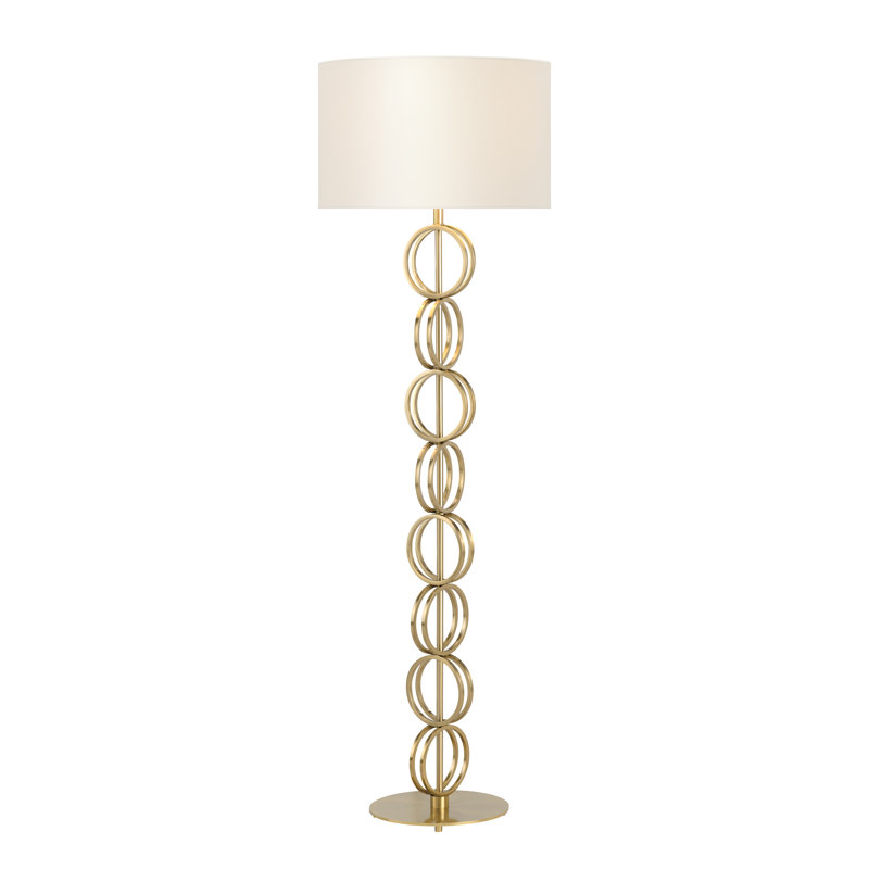63.25" Metal Floor Lamp With Oat Shade