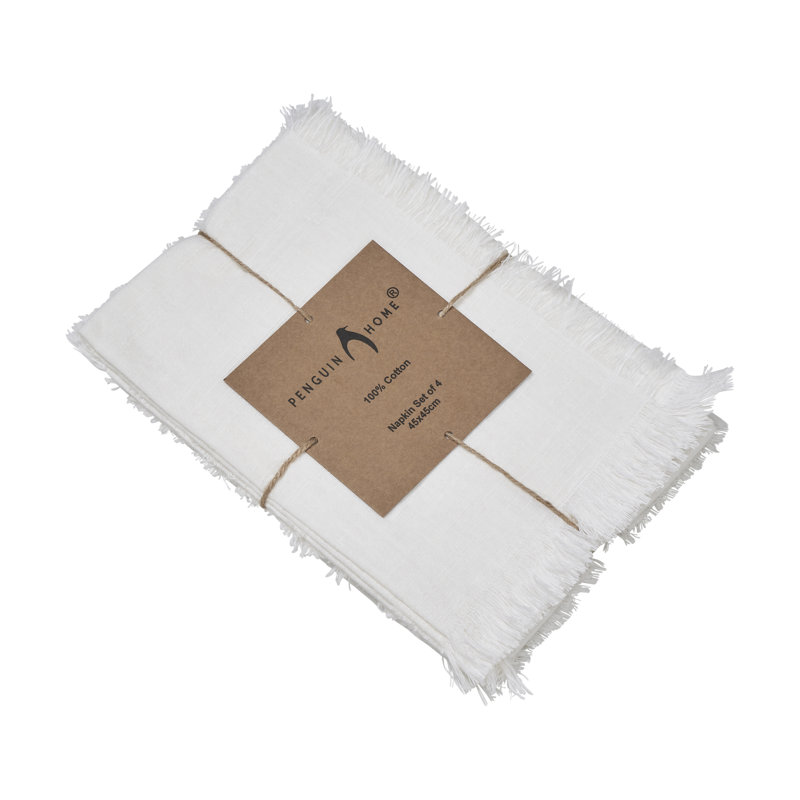 100% Cotton Solid Colour Varied Napkin, White
