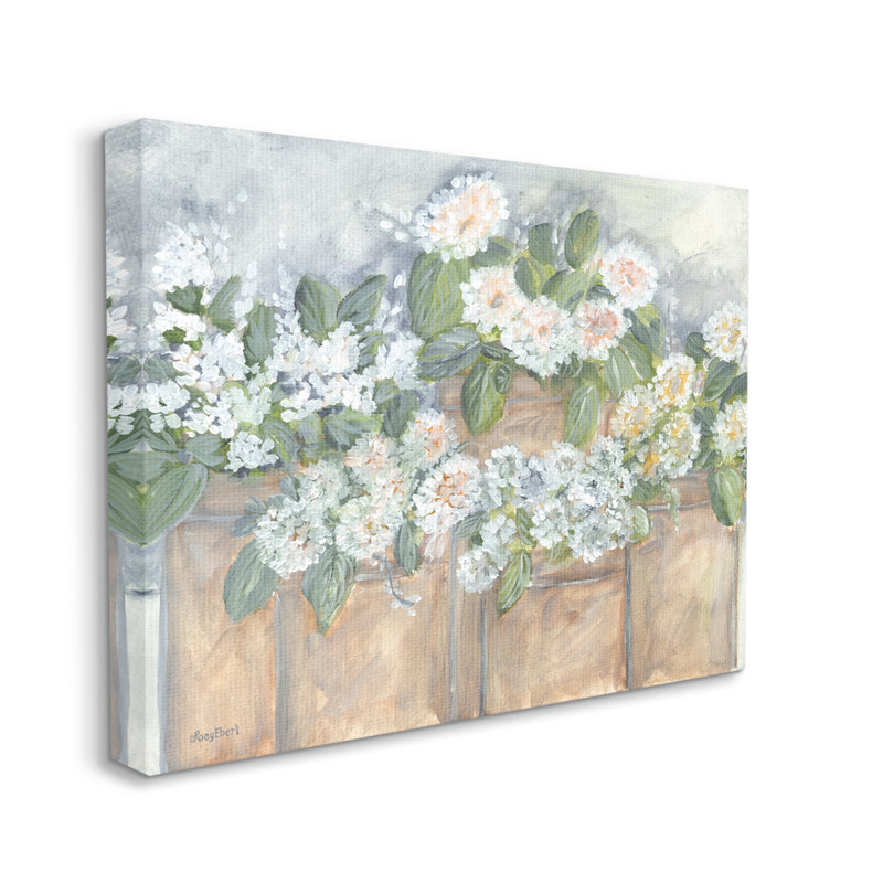 Arrangement de bouquets de fleurs blanches rustiques champêtres par Roey Ebert - Peinture, Toile tendue