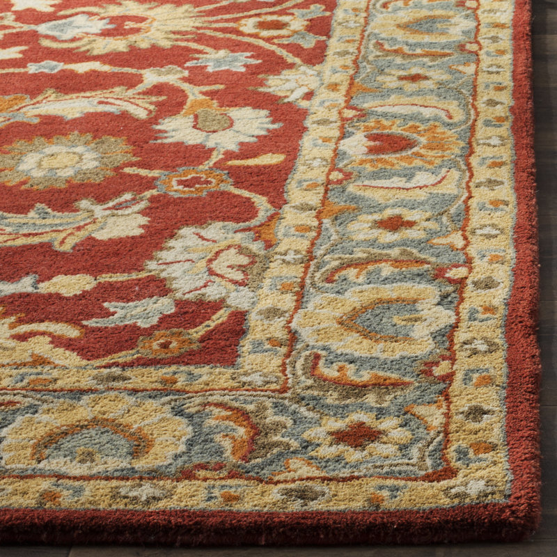 Tapis beige / rouge / bleu en laine touffeté à la main Cranmore, Rectangle 3 pi x 5 pi