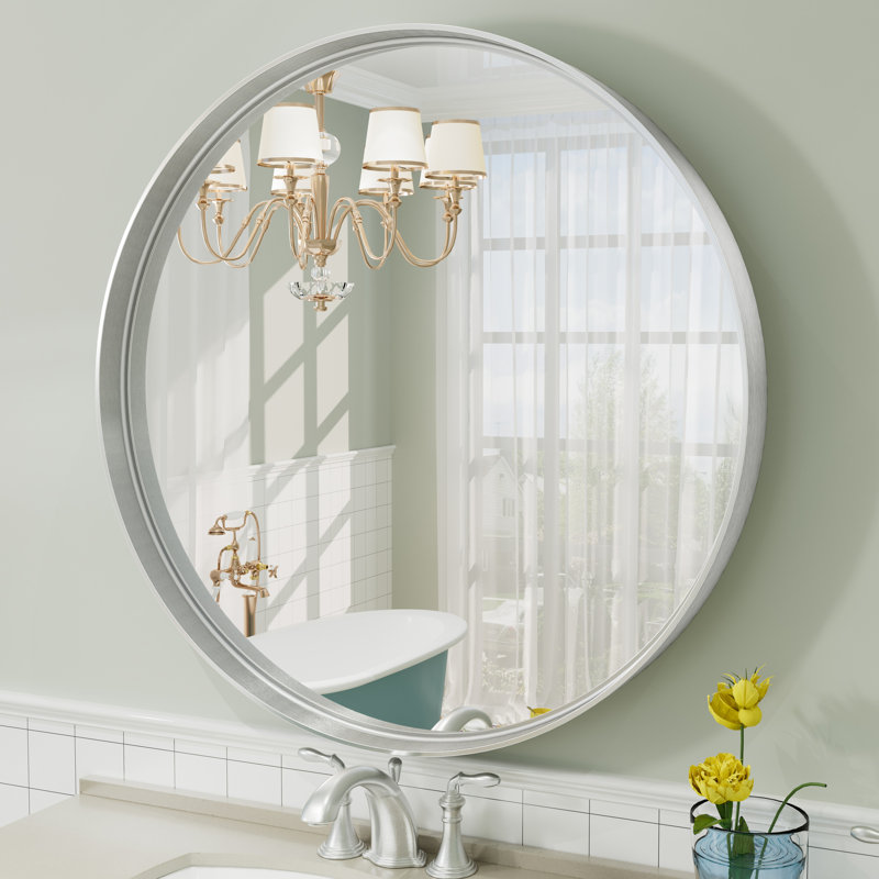 Miroir mural Aevar, 32 po x 32 po, Argent brossé