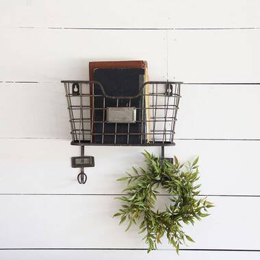 3 Hook Wall Hanger White Wood & Cast Iron by Foreside Home & Garden