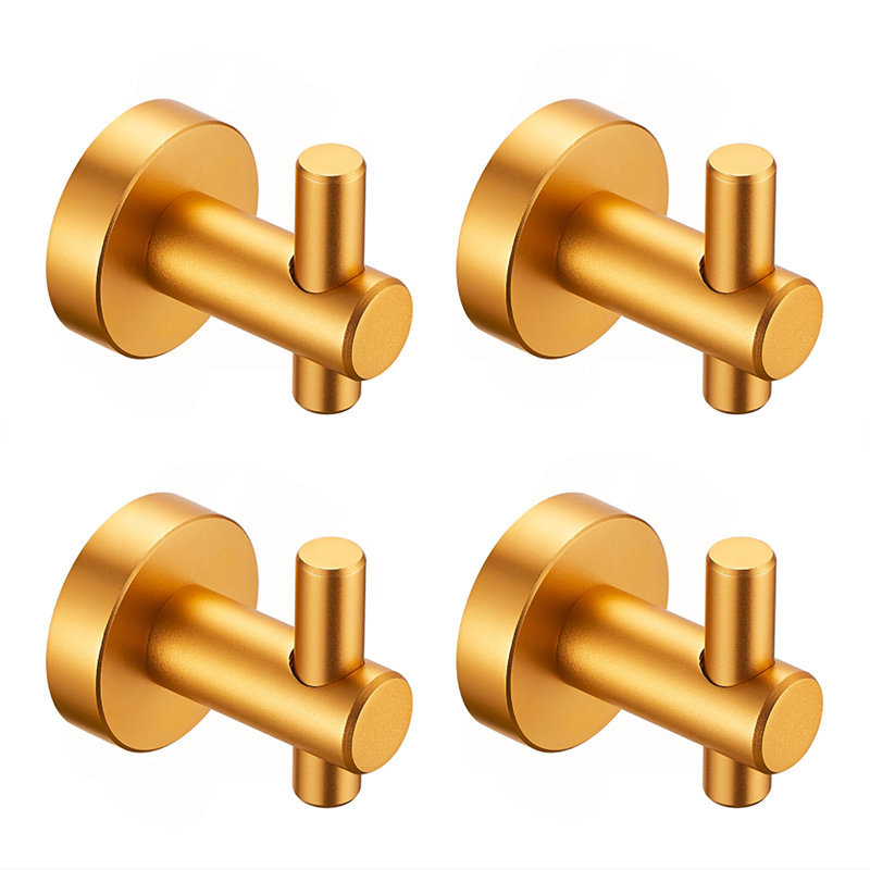 Round Base Wall Hanging Hook With Screws- Brushed Gold Hook, 4 Pack, For Entry Shoe Cabinet, Wardrobe Bathroom Bedroom Furniture Hardware