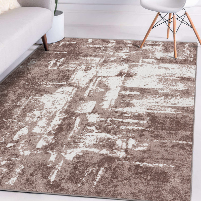 Tapis abstrait brun / beige Elledge, Rectangle de 8 pi x 10 pi