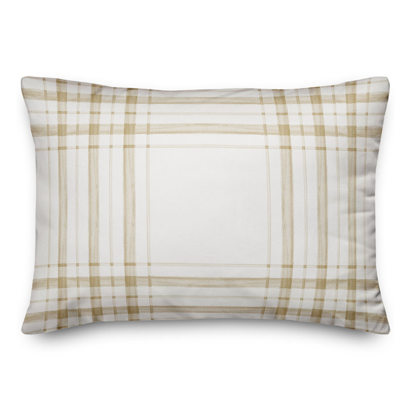 Plaid Outdoor Throw Pillow, Yellow