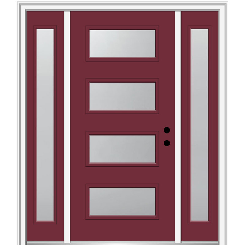Extérieur en acier peint avec deux portes latérales 4-Lite, H 81,75 po x l 60 po, Noir, S'ouvre à gauche vers l'intérieur