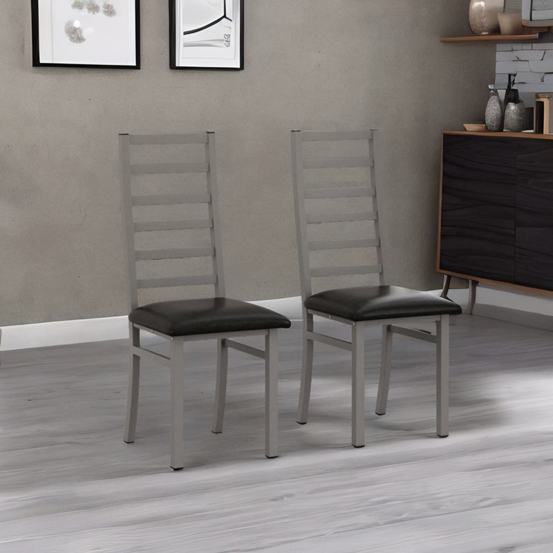 Metal Dining Chairs Set Of 2, Gris, 2