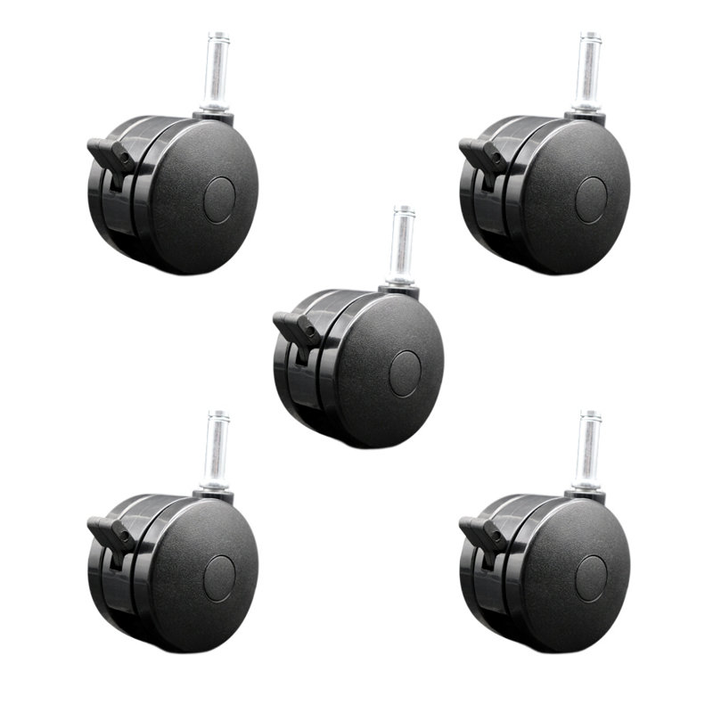 Ensemble de 5 roulettes de chaise robustes - roulettes jumelles en nylon de 3 po avec freins - SCC