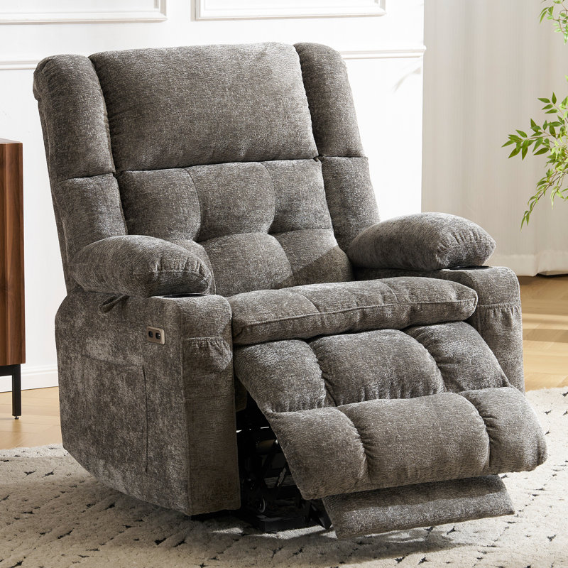 Fauteuil inclinable chauffant électrique à deux moteurs avec rangement et accoudoirs, gris, Gris