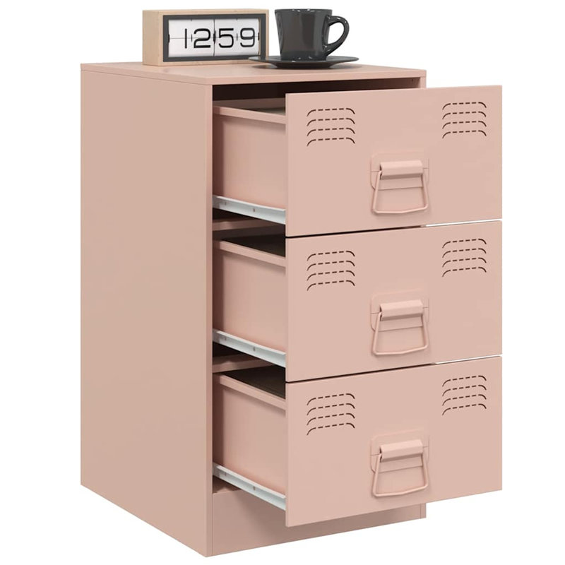 Raineri 34.5cm W Steel Bedside Table, Set of 2, Pink