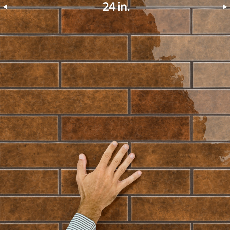Menorca 2-1/2 In. X 12-7/8 In. Ceramic Wall Tile, Brown
