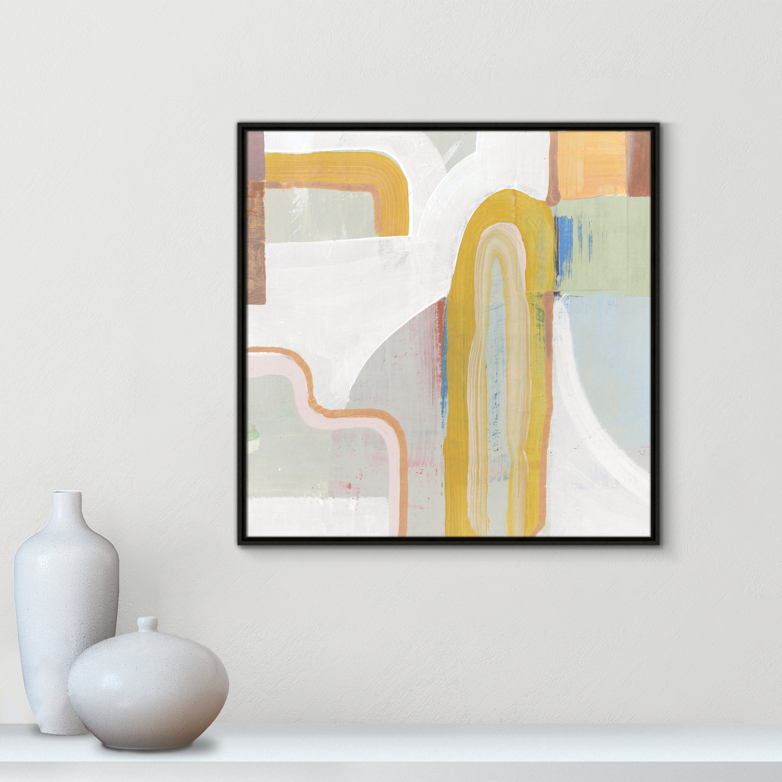 Copeland "Together Again II" Painting by Cartissi, 31.5" H x 31.5" W x 2" D, Espresso 