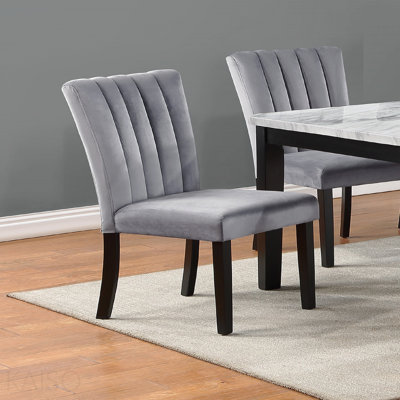 2-Piece Channel Tufted Upholstered Chairs - Gray And Black