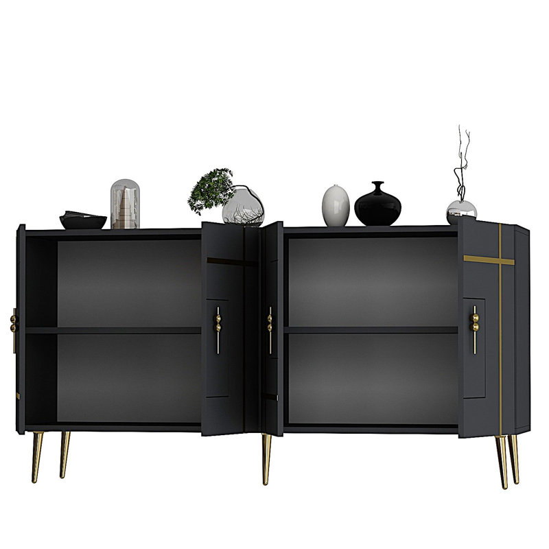 Olivia 150cm Console Table, Grey/Gold