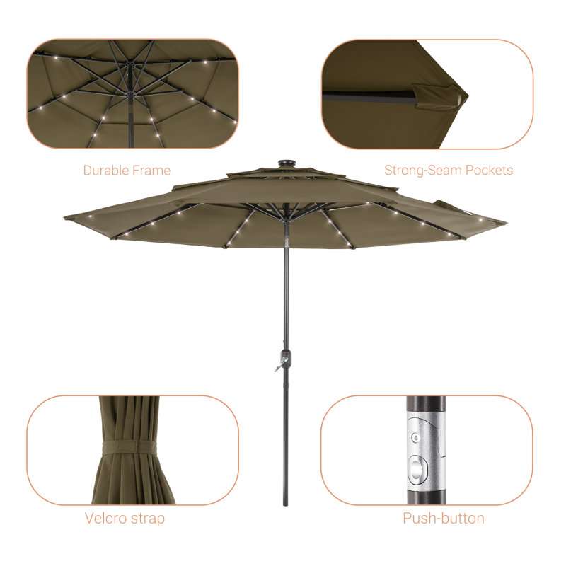 Parasol de marché éclairé 120 po Sanfra, Taupe