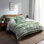 Ensemble de literie 5 pièces Country Farmhouse - Housse de couette et coussin décoratif rayé vert et beige Marsh Line