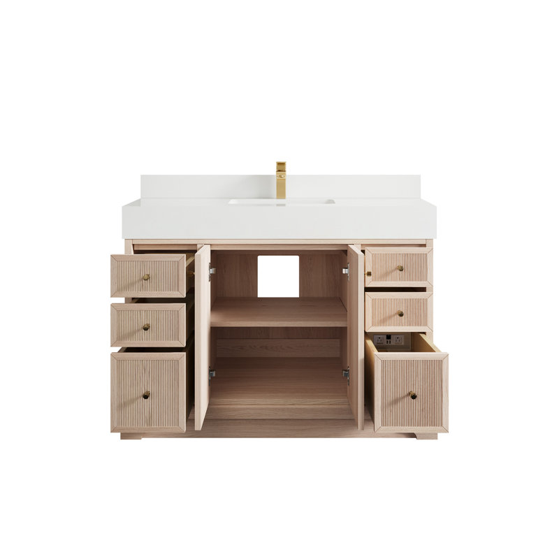 48'' Single Bathroom Vanity with Quartz Top, White