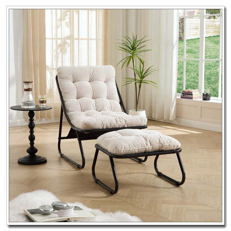 Chaise longue d'extÃ©rieur avec repose-pieds, White