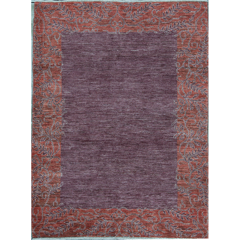 Hand-Knotted High-Quality Red and Gray Area Rug