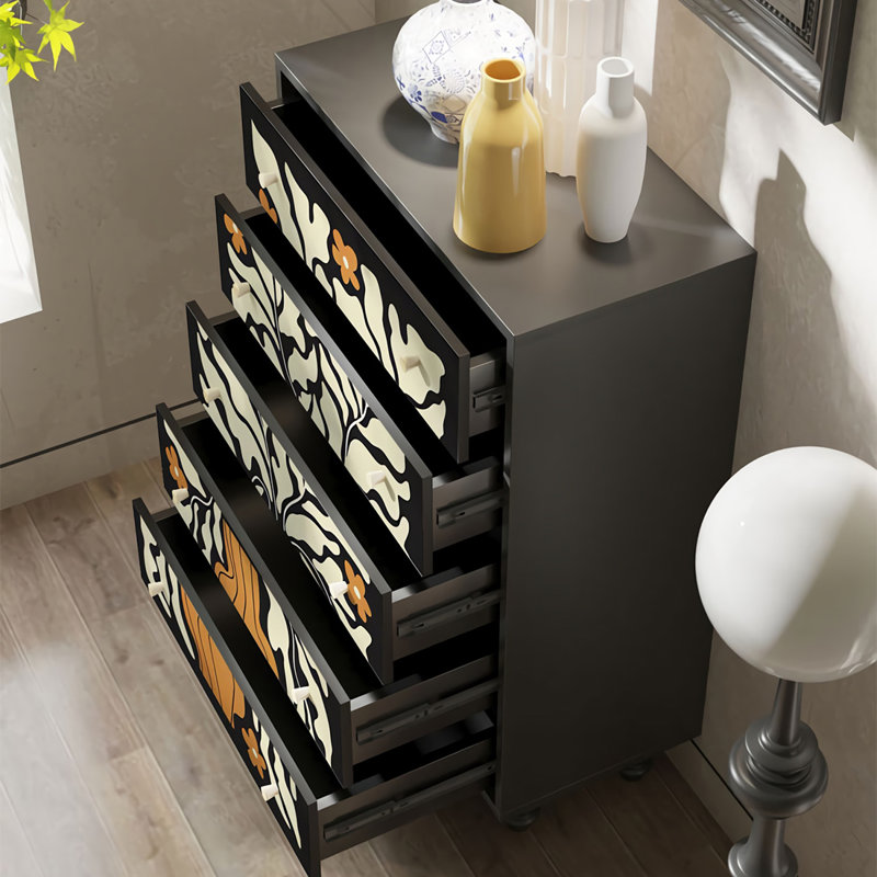 Commode d'appoint 5 tiroirs Black