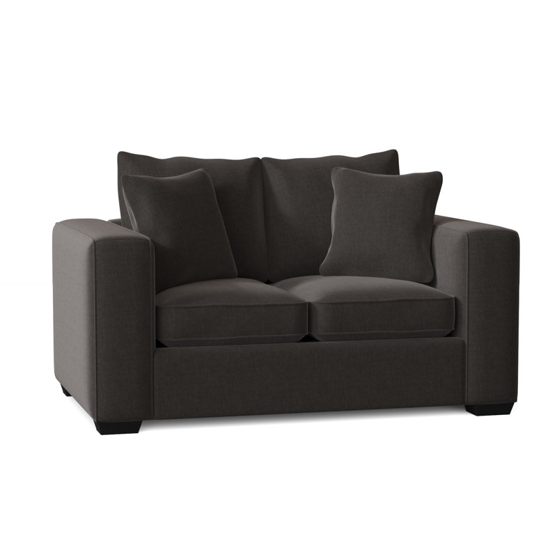 Causeuse à accoudoirs carrés de 64 po avec coussins réversibles Aceyn, Graphite Entice