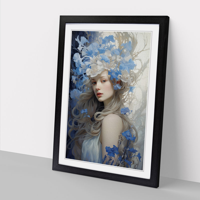 Bluebell Flower Rococo Art - Framed Print, Black Framed, 34cm H x 25cm W x 2cm D