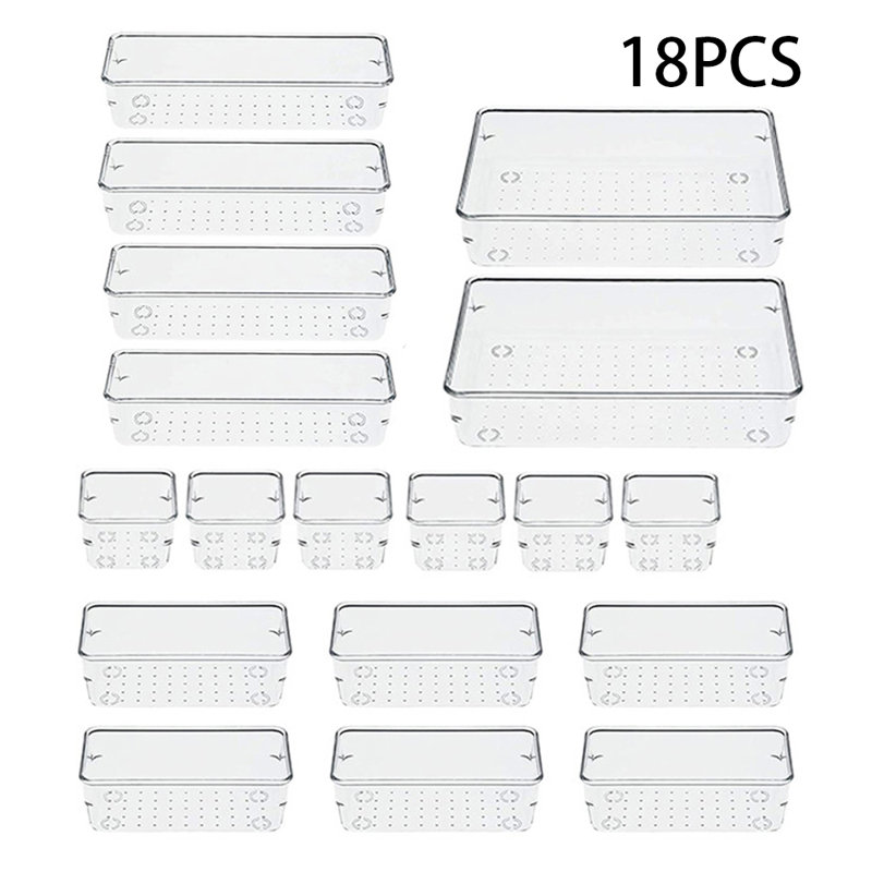 Set of 18 Transparent Desktop Organisers