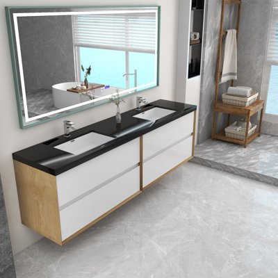 Ensemble de meuble-lavabo double mural 84 po Calarco Kody