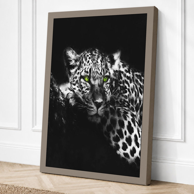 Leopard In Shadow Modern - Print, 24x16 - 61.0 x 40.6 cm, Taupe Border