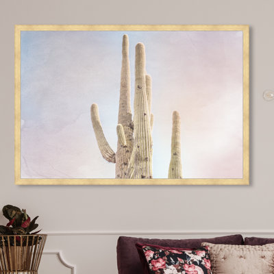 «Sunset Cactus» par Oliver Gal, reproduction d'art graphique sur papier encadré