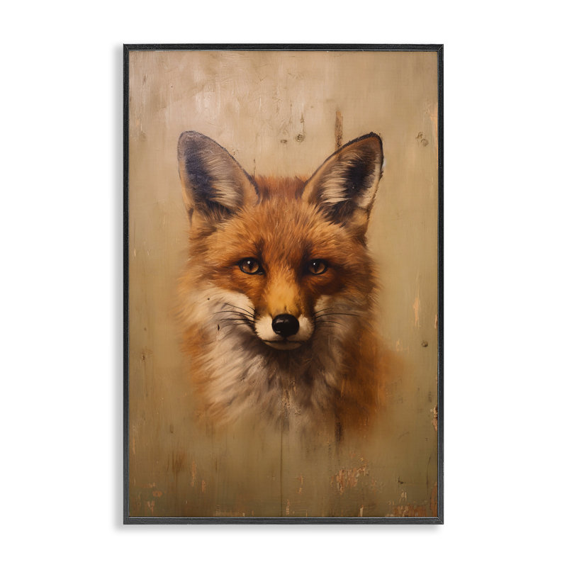 Visage de renard des bois, estampe numérique par Petal Prints Design, H 18 po x l 12 po, Giclée encadrée noir minuit