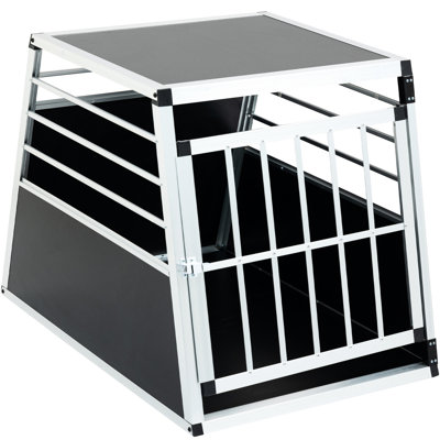 Boîte de voyage en aluminium de haute qualité pour animaux de compagnie, 35 25 27 po, forme argent noir simple à installer