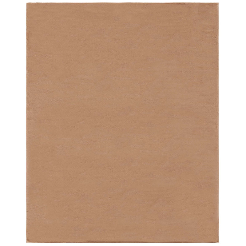 Faux Rabbit Fur Performance Machine Washable Solid Color Rug, Square 6'