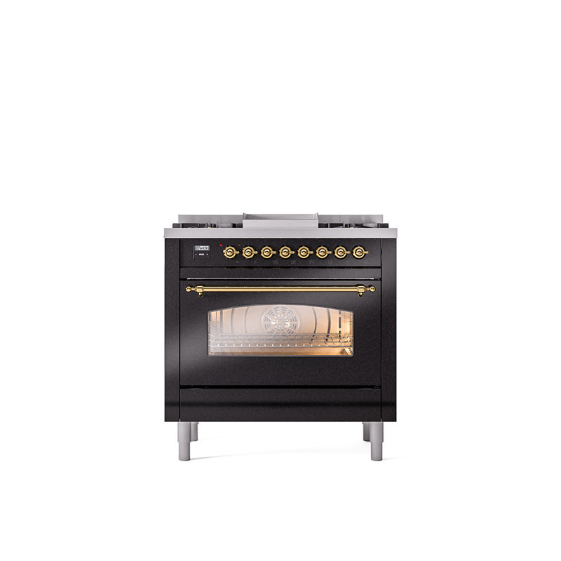 ILVE Nostalgie II 36 Dual Fuel Range, knobs, Liquid Propane, Antique White/Bronze