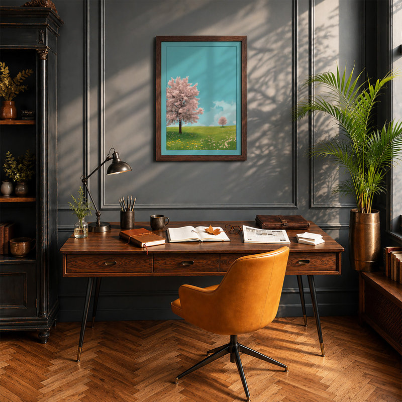 Blossom Tree In Spring Botanical - Print, A2 - 59.4 x 42.0 cm, Walnut