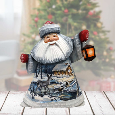 Figurine de chef-d'œuvre de chalet d'hiver sculpté en bois
