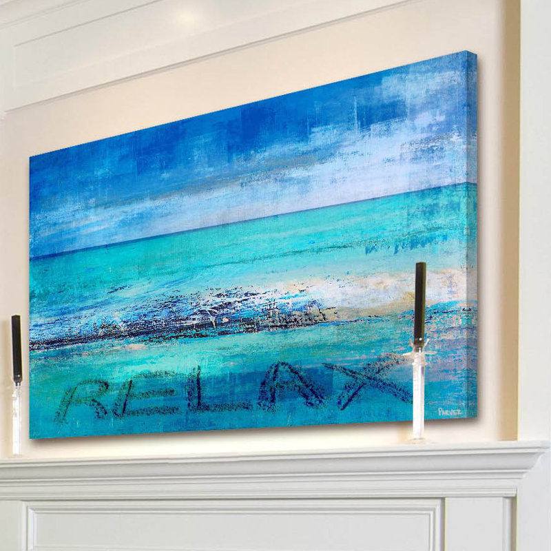 « blue relax » par parvez taj,, reproduction d’art sur toile tendue, H 12 po x l 18 po x P 1,5 po
