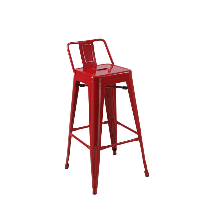Perry Upholstered Counter Stool with Metal Frame, Red