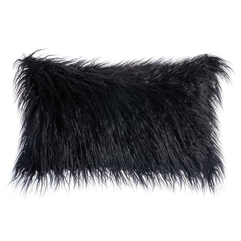 Housse de coussin en fausse fourrure seulement, Noir