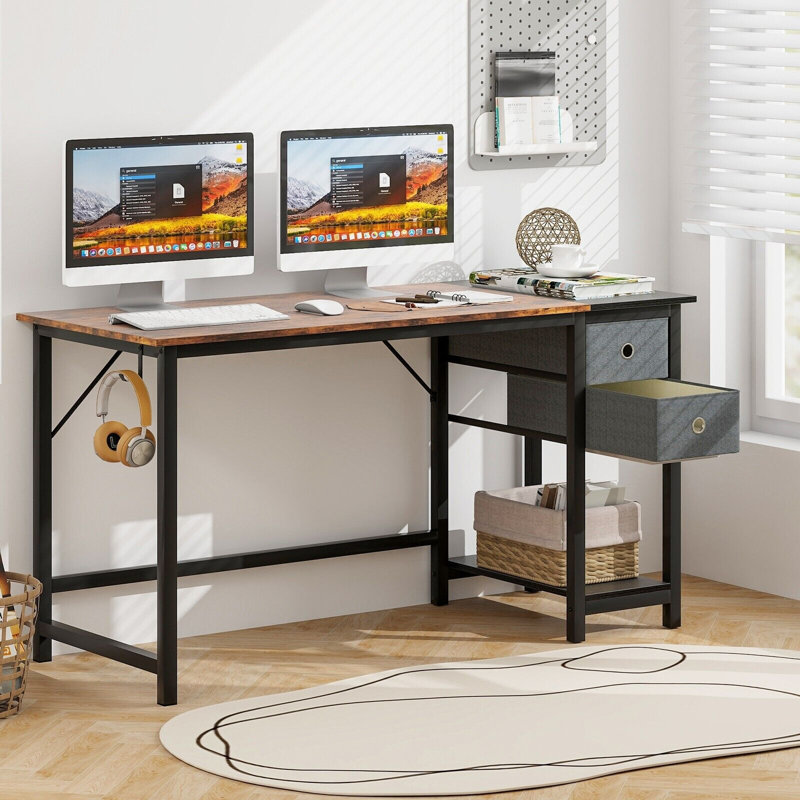 Addelaide Metal Base Writing Desk, 60cm H x 142cm W x 75cm D