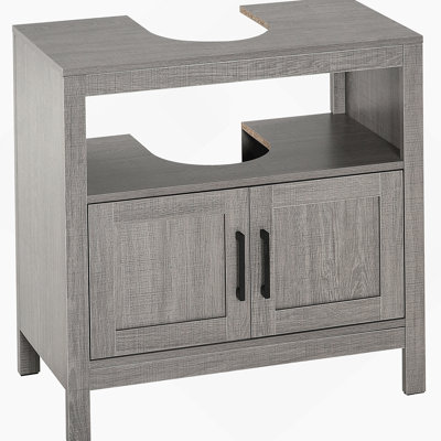 Armoire de rangement à piédestal, armoire de salle de bain sous le lavabo avec portes et tablette ouverte, meuble-lavabo